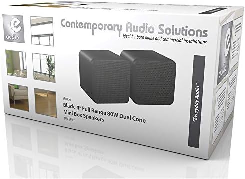 eAudio Pair of Black HiFi Stereo Bookshelf Cube Speakers Home Cinema Surround Sound 4" 80 Watts