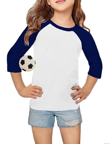 Topstype Girls' Soft Raglan 3/4 Sleeve Baseball T Shirts Crew Neck 5-14 Years