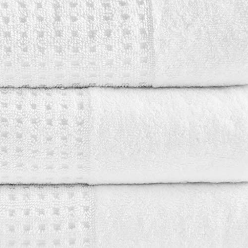 Madison Park Spa Waffelmuster Jacquard 600 g/m² 100% Baumwolle gekämmt Velours Ultra weich saugfähig schnell trocknend Hotel Bad Handwäsche Waschlappen Verschiedene Größen weiß 6-teilig