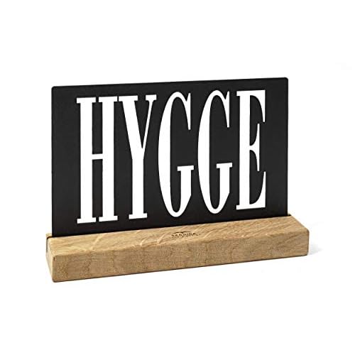 HYGGE Schild - Schriftzug - handgemachte nordische DEKO - Wohnaccessoire aus Eiche mit GRAVUR - in edler Geschenkbox