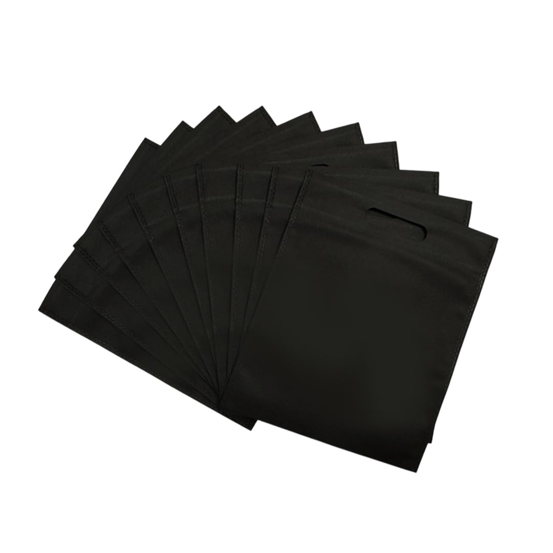 Pack of 50 Black Coloured 30x25cm Non Woven Bags with Carry Handles