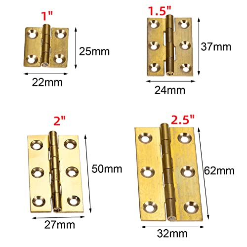 Dophee 4Pcs Pure Brass Mini Hinges, Folding Butt Hinges For Drawer Cabinet Cupboard Door Jewelry Box Wooden Case Furniture, 1 Inch #TOP5