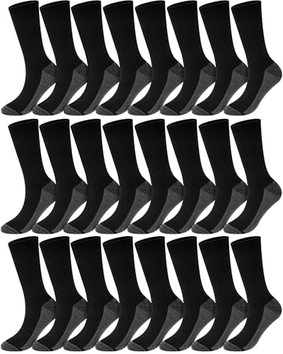 24 Pairs Cushioned Crew Socks for Men Breathable Athletic Socks Bulk Outdoor Sports for Men 6-13 Work Running