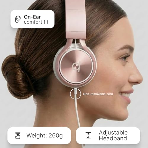 Image of ARTIX CL750 Wired Foldable On Ear Headphones with Mic & Volume Control | Noise Isolating Stereo Sound Headset for Mobile, Laptop & Travel (Rose, 3.5mm Jack)