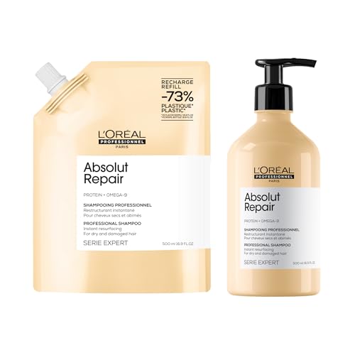 Image of L'Oréal Professionnel Absolut Repair Shampoo, 500ml and Refill - Protein, Gold Quinoa - Serie Expert