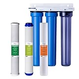 iSpring Whole House Water Filter System, Reduces Chloramine, PFAS, Chlorine, Sediments, 3-Stage Whole House Water Filtration System, 5-Micron, 3/4' Inlet/Outlet, Model: WCB32C-GAC