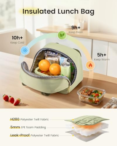 LOVEVOOK Insulated Lunch Bag for Women Men, Cute Fit and Fresh Lunch Box — view 3