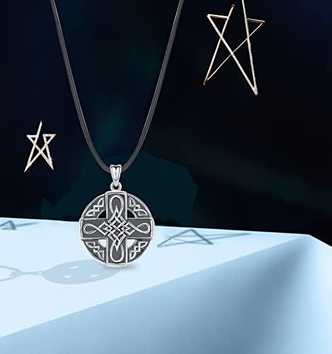 925 Sterling Silver Celtic Necklace for Men, Vintage Men's Pendant Blessing Protection Jewellery with Gift Box