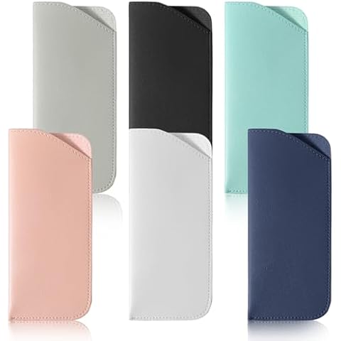 Exircy 6 Pack Soft Eyeglass Cases for Women, Slim Reading Eyeglasses Cases Leather Eyeglass Case Portable Pu Leather Glasses Sunglass Pouch Travel Glass Case for Men Woman（6 Colors） Cover
