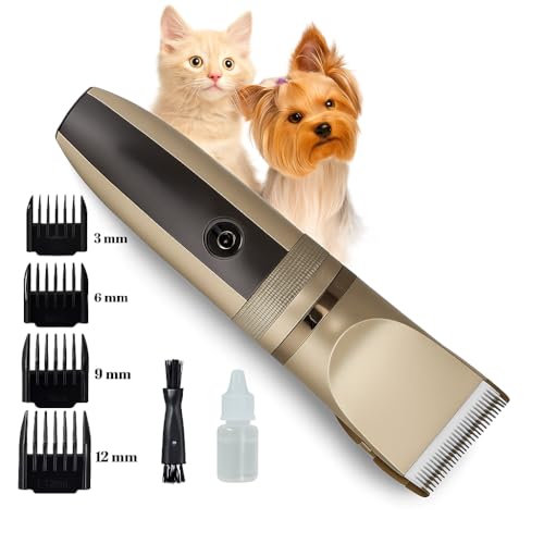 Máquina de Tosa Profissional para Cães e Gatos, Silenciosa, Bivolt, Ajustável, Lâminas Aço Inoxidáve
