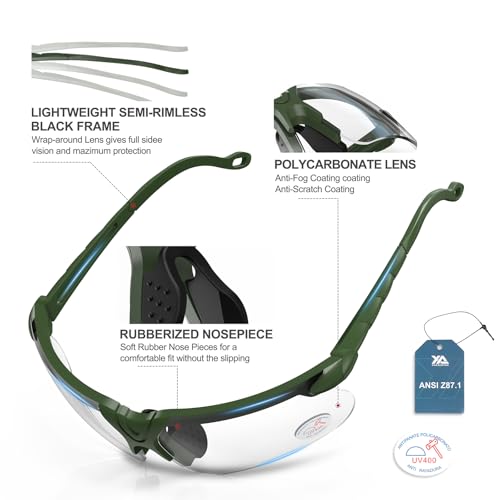 Image of xaegistac Shooting Glasses with Case-Safety Glasses Anti Fog | Z87.1 Certificated Impact Resistance Safety Glasses for Hunting Shooting Sports