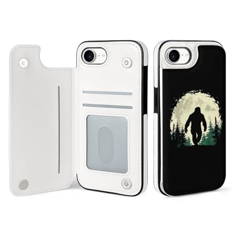 Big Foot Forest Moon Custodia a portafoglio compatibile con iPhone 16 E a con porta carte di credito