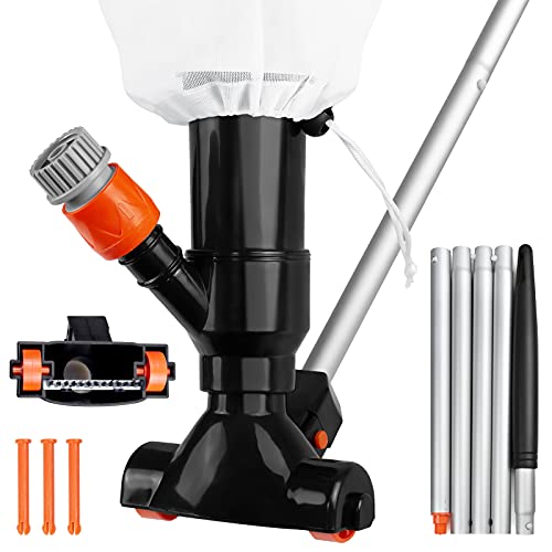 Top Hill Portable Pool Vacuum Jet Underwater Cleaner with Brush and Leaf Bag, 5 Section Pole of 48 , Jet Pool Vacuum Cleaner