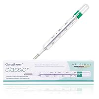 GERATHERM classic+ analoges Fieberthermometer PLUS Aufbewahrungshülle mit Lupeneffekt für einfaches Ablesen und Premium-Rücksetzhilfe/Thermometer ohne Quecksilber und ohne Batterien/Made in Germany