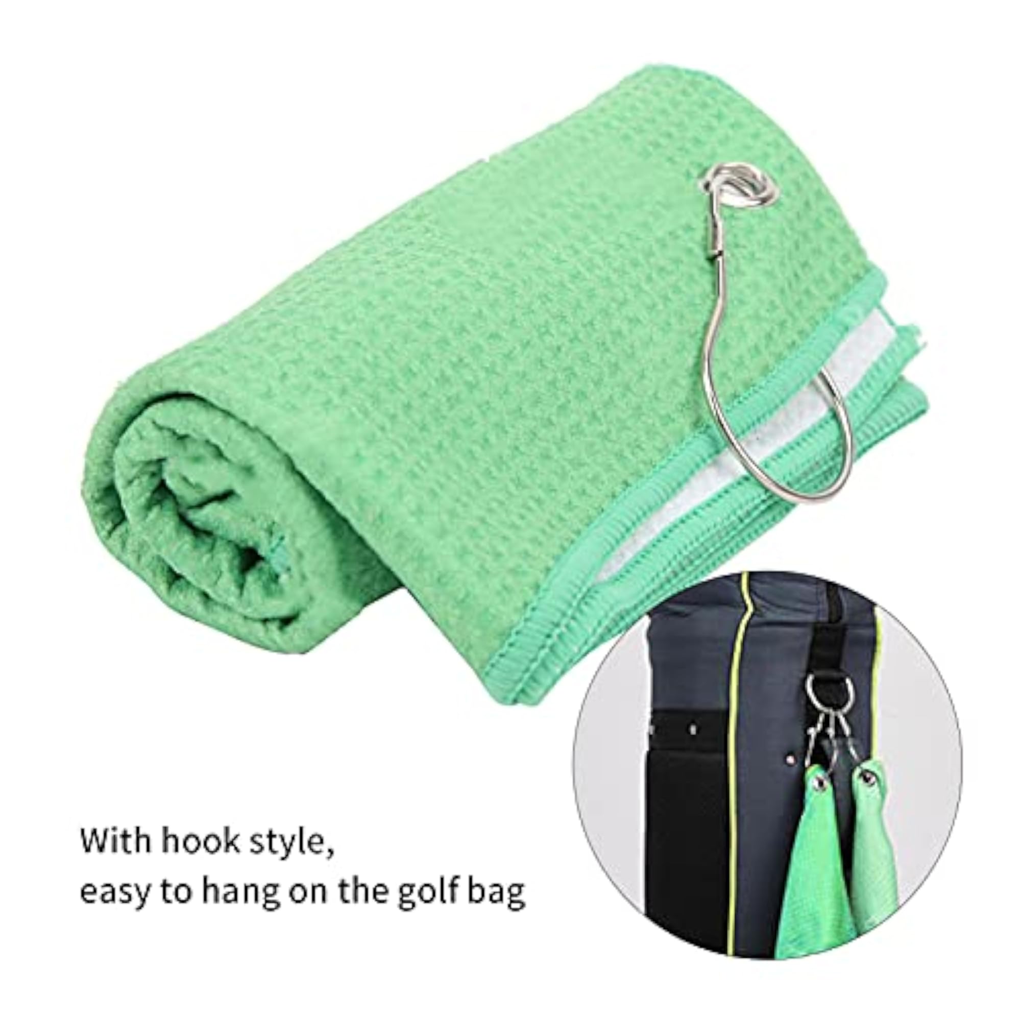 Soft Cleaning Towel for Hands and Golf Clubs, Green