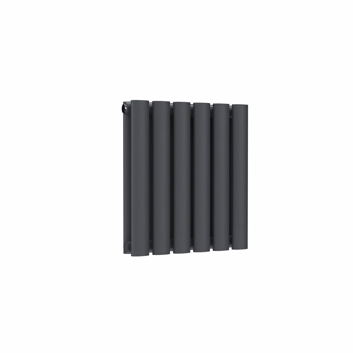 Lux Heat Anthracite Grey Oval Horizontal Double Panel Designer Radiator 400mm (H) x 360mm (W)