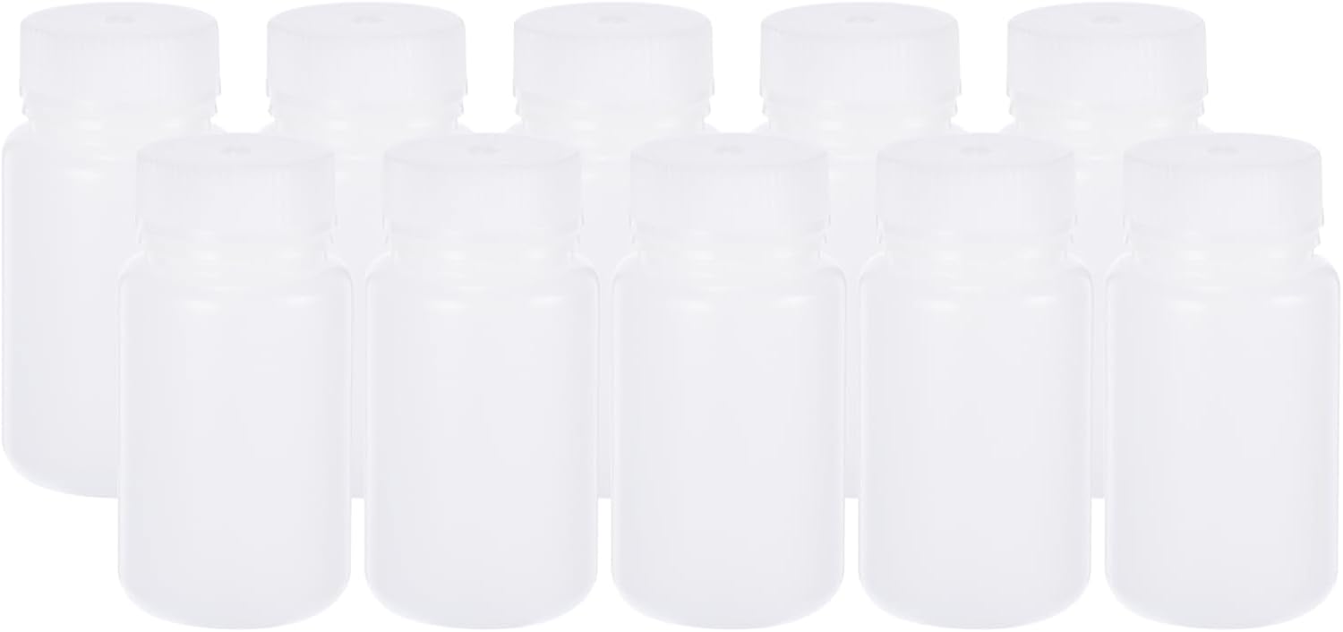 PATIKIL 56 Pcs 125ml Reagent Bottles, HDPE Wide Mouth Round Bottles with Screw Cap for Lab Water Reagent Liquids Solid Sample Storage Seal, Translucent White