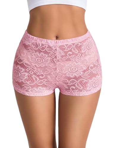 Avidlove Lace Shorts Women's Sheer Low Rise Stretchy Going Out Micro Shorts