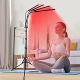 Shyineyou Red Light Therapy, 660nm & 850nm & 940nm Infrared Light Therapy with Stand, Height Adjustable & Angle Adjustable & Timer, 32W 180LEDs Infrared Light Therapy for Body (Black