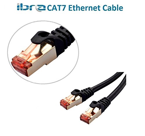 IBRA Ethernet Cable, Cat7 Networking Cord Patch Cable RJ45 10 Gigabit 600Mhz Lan Wire Cable STP for Modem, Router, PC, Mac, Laptop, PS2, PS3, PS4, XBox, and XBox 360, Black - 2 m