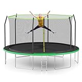 AOTOB 15 FT Kids Trampoline with Safety Enclosure & Ladder,Heavy Duty Jumping Mat for Kids and Adults, Perfect for Outdoor and Indoor Fun!
