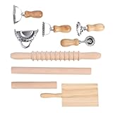 Yechiry 9 PCs Pasta Making Werkzeug Ravioli Gnocchi Maker Set, Pasta Werkzeuge Beechwood Edelstahl...