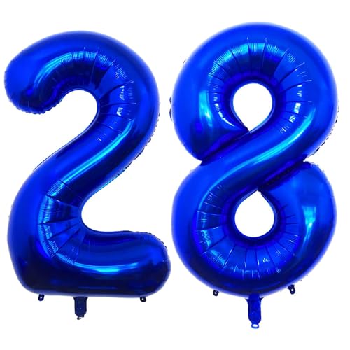 Navy Blue 28 Number Balloons, 40 Inch Giant Number 28 Balloons Foil Mylar Helium Dark Blue Number Balloons for 28th Birthday Party Supplies Anniversary Event Celebration Decorations