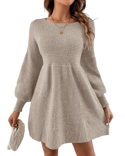 Mini robe trapèze en maille avec manches bouffantes rétro