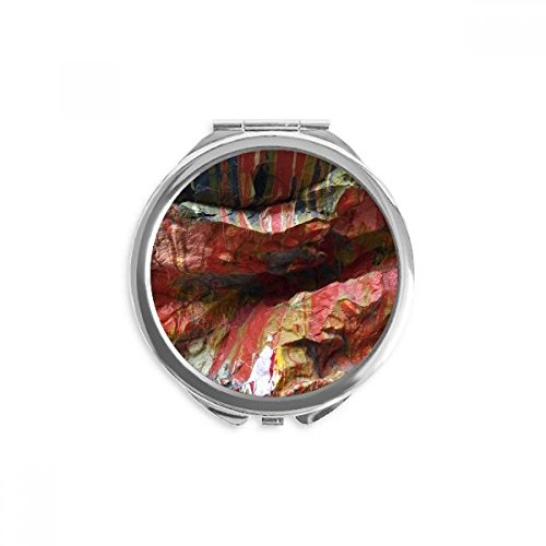 Miroir maquillage de poche illustration pierre multicolore pour retouches bureau et voyage