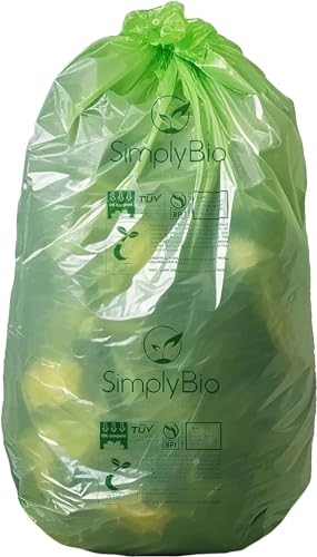 13 Gallon Compostable Trash Bag with Flat Top, Thick 0.87 Mil, 50 Count, 49.21 Liter, Tall Kitchen Food Scrap Trash Bags, ASTM D6400, US BPI and Europe OK Compost Certified -  Simply Bio, SB-13GAL-F-50PK