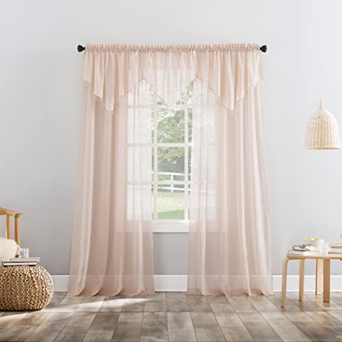 No. 918 Erica Crushed Voile Ascot Beaded Sheer Rod Pocket Curtain 3-Piece Set by No. 918 - Image 4