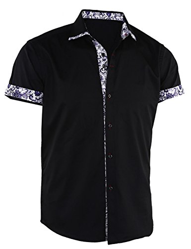 Chemise manches courtes noire homme XL : coupe boutonnée classique pour l'été