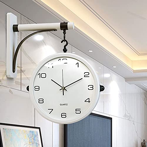 Horloge murale double face pour salon moderne et bureau lumineux