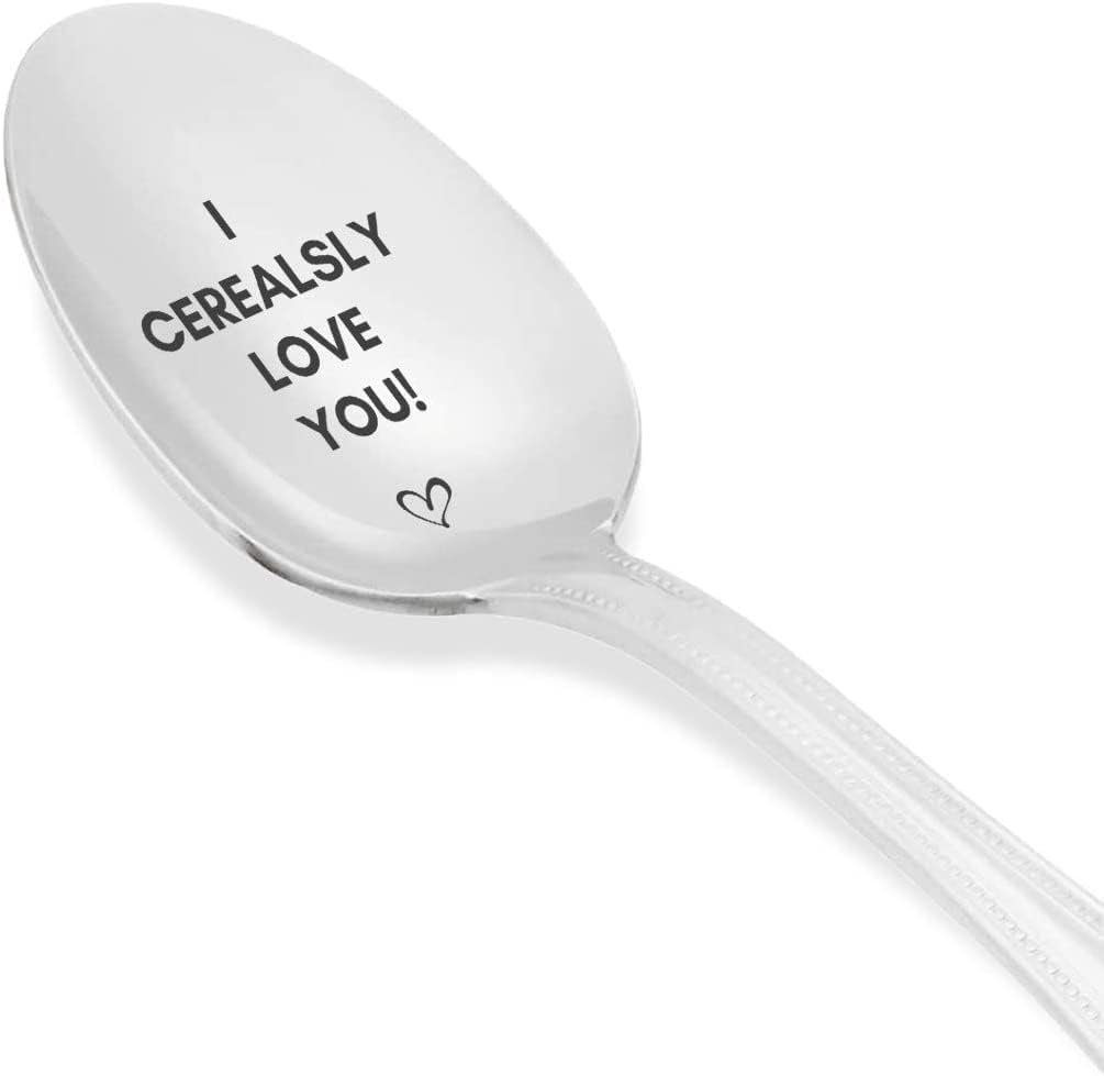 I Cerealsly Love You- Engraved Cereal Spoon | Wedding Present | Unique Cooking Gift | Token Of Love On Special Occasions | Valentine's Day | Birthday Gift | Couple Friendly | Spouse Gifts - 7 inch