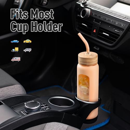 Image of 24oz Glass Water Bottle with Straw and 2 Lids, Amber