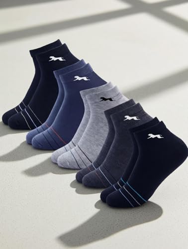 Image of Bindian Men and Women Ankle Length Socks, Multicolored with Striped Design, Breathable Base, Casual
