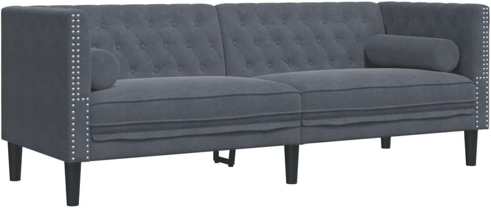 Chesterfield Sofa Set Dark Grey Living Room Furniture