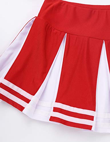 JanJean Kids Girls Two Pieces Cheer School Uniform Cheerleading Costume Christmas Party Halloween Fancy Dress Outfits Red&White 12