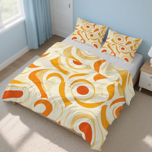 Housse de couette 220x240 microfibre confortable a fermeture eclair retro