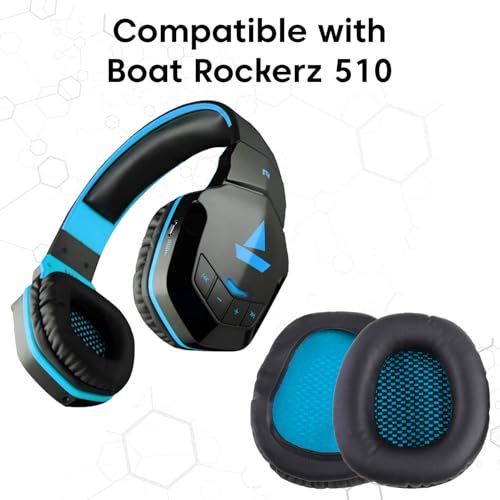 Image of Sounce Replacement Earpad Cushions Compatible with Boat Rockerz 510 Headphones, Premium Blue Earpads with Softer Protein Leather & High-Density Memory Foam, Comfortable Noise-Isolating (1 Pair)