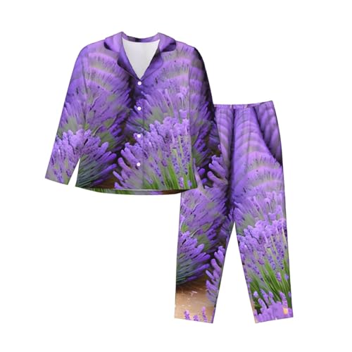 Pyjama lavande pour femmes ensemble deux pièces à manches longues