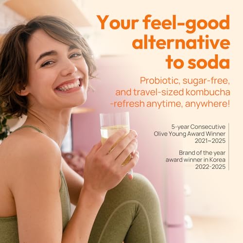 Image of TEAZEN Melon Flavored Kombucha Tea, Hydration Drink Mix, Sugar Free, Live Probiotics & Prebiotics, 10 Sticks, 1.76oz