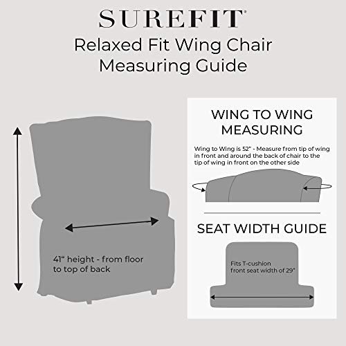 Surefit Essential Twill T-Cushion Wingback Chair Slipcover - Relaxed Fit Armchair Cover/Perfect For Protecting Your Favorite Wing Chair #TOP5