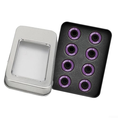 Shophubio Lot de 8 roulements 608RS en acier au carbone ABEC-11 à double blindage pour longboard, roller, scooter, roller, roller, chariot à main, course fluide et silencieuse (violet)