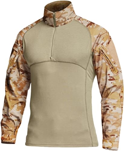 Image of CQR Men's Tactical Combat Shirt, 1 /4 Zip Long Sleeve Breathable Military BDU Training Top for Shooting, Hunting, Range Use