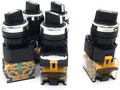WEIJ LA38-203 AC 440V 10A 2 Position ON/Off Rotary Selector Switch Orange 5 Pcs
