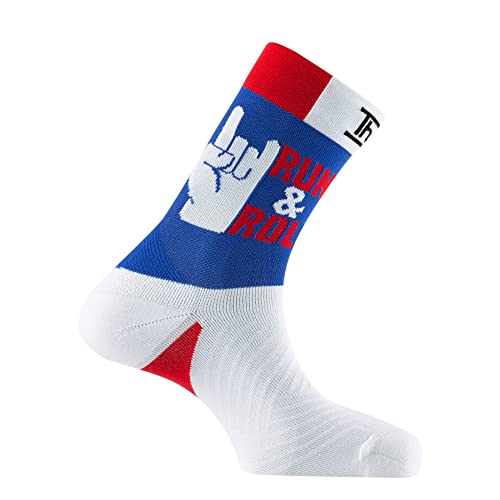 Thyo - Mi-chaussettes de running humoristique 'RUN & ROLL' - couleur - Blanc - Pointure - 38-40