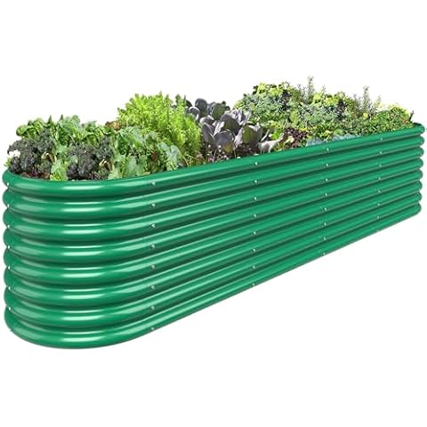 FRIZIONE 9FT(L)×2FT(W)×2FT(H) Raised Garden Bed Outdoor, 9 in 1 Adjustable Raised Garden Beds for Flower, Raised Planter Box Outdoor for Herb, Vegetable-Dark Green Cover