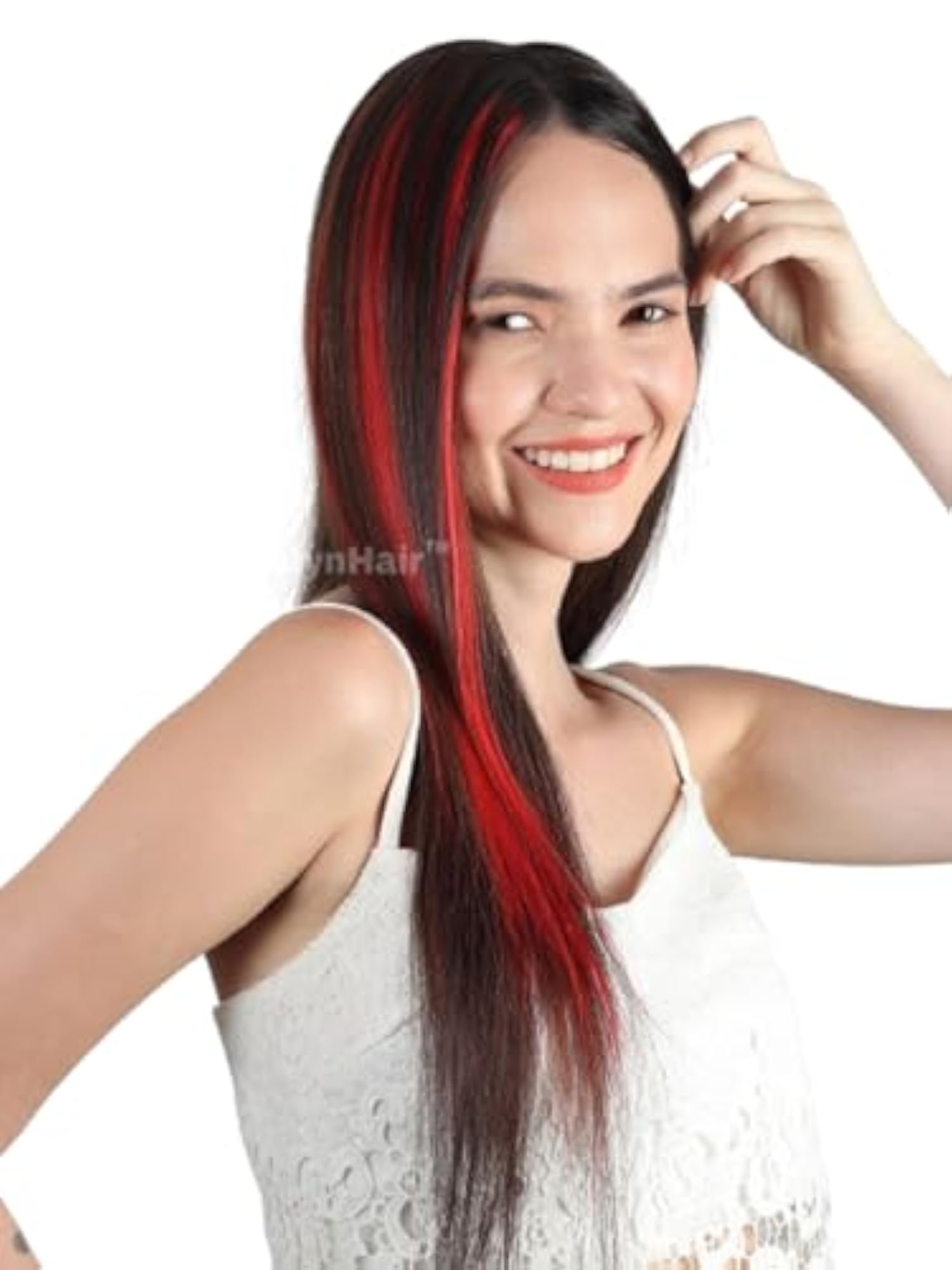 Human Hair Extensions in Red Color