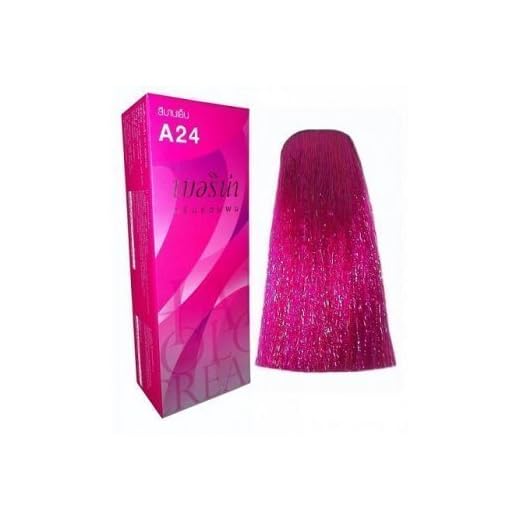 Berina Permanent Hair Dye Color Cream # A24 Magenta 1 Box Thailand
